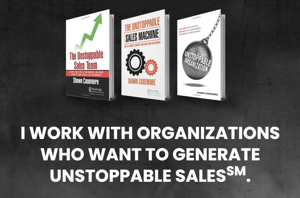 I'm passionate about sharing strategies and insights about sales, prospecting, and more.

Check out my site for resources and speaking availability: shawncasemore.com

Find me on LinkedIn: linkedin.com/in/shawncasemo…

#sales #prospecting #salesspeaker