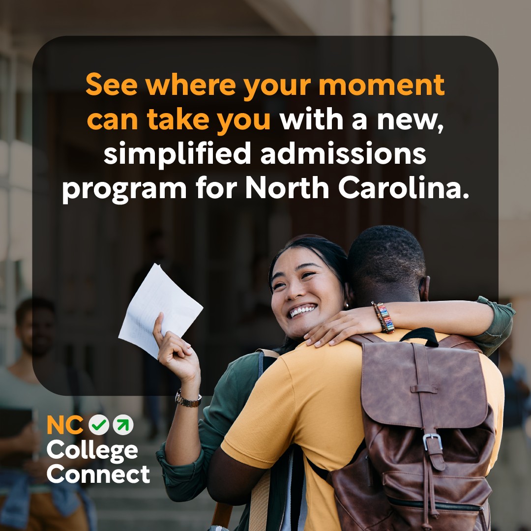 With #NCCollegeConnect, North Carolina’s new simplified application program, public HS seniors with a weighted GPA of 2.8 or above can easily apply to participating institutions with just a few clicks. Check it out at NCCollegeConnect.org!
