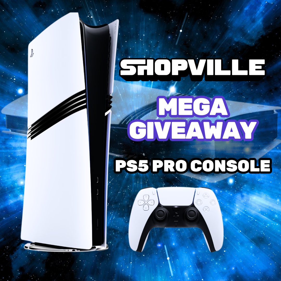 It's #FreeLootFriday at Shopville!

We’re giving a lucky winner a PS5 PRO Console

To enter:
🔥follow us
🔥like this post
🔥retweet this post
Extra entries on Instagram &amp; Facebook!

✨Giveaway runs until November 21 at 11:59PM. Tune in to our Instagram stories where we will