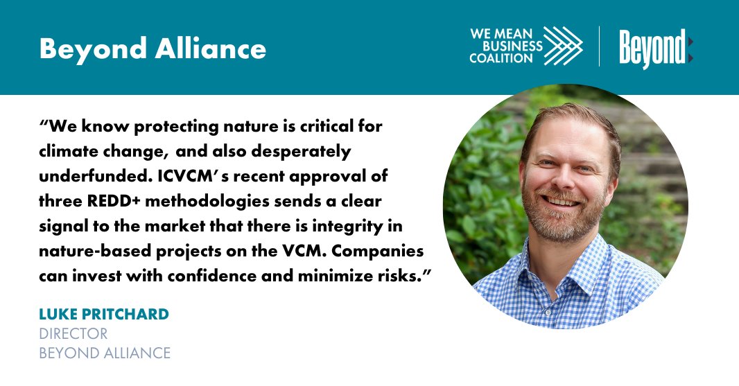 We Mean Business Coalition (inactive) (@wmbtweets) on Twitter photo The We Mean Business Coalition welcomes the news that the <a href="/ic_vcm/">ICVCM (inactive)</a> has officially approved <a href="/VerraStandards/">Verra - Standards for a Sustainable Future</a> new REDD methodology.
ICVCM’s approval of these first nature-related methodologies is an important recognition of conservation as a climate change mitigation strategy that The We Mean Business Coalition welcomes the news that the <a href="/ic_vcm/">ICVCM (inactive)</a> has officially approved <a href="/VerraStandards/">Verra - Standards for a Sustainable Future</a> new REDD methodology.
ICVCM’s approval of these first nature-related methodologies is an important recognition of conservation as a climate change mitigation strategy that