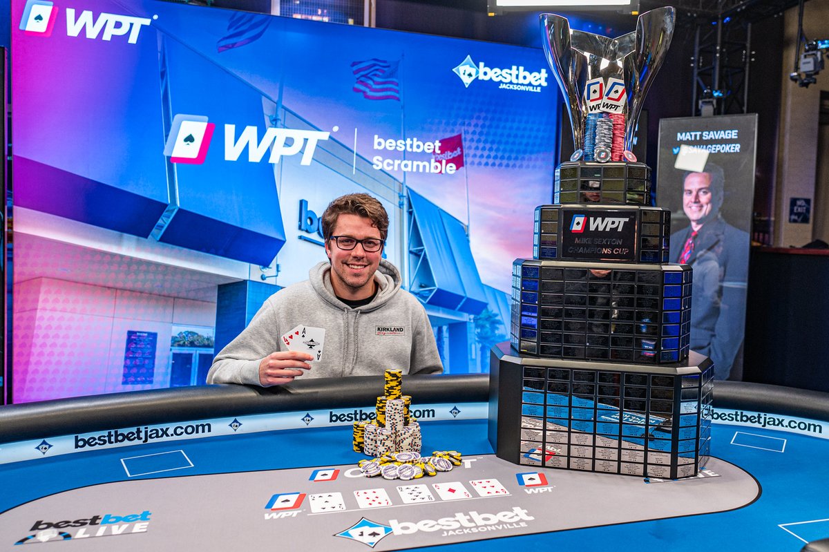 WPTlive's tweet photo. Day 1A of the $5,000 @WPT @BestBet_Jax Scramble Championship is officially underway!

Last year, @FredNormPoker rose above the field of 365 to claim $351,650 and his spot on the Mike Sexton Cup. Who will make their mark this year? 🏆

📌 Key Info:
Late registration: Open until the start of Level 9
Final Starting Flight: Tomorrow at 12 PM ET
Final Table: Nov. 19 – streamed LIVE!🎥

🔗 Follow live updates and chip counts here: https://t.co/egheytdAki
