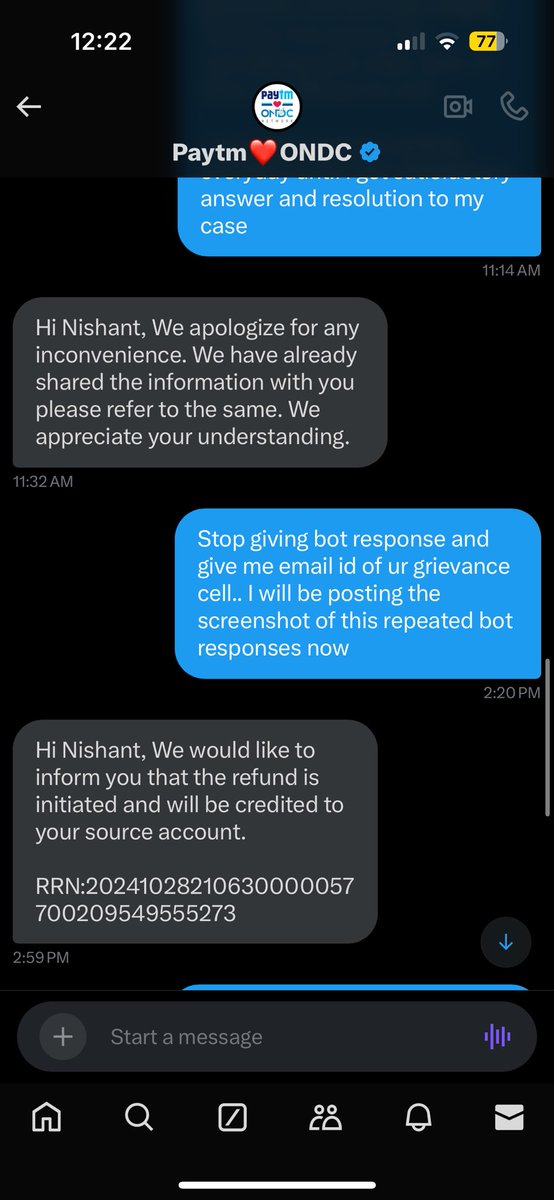 NishantOnTweet's tweet photo. @PaytmSeONDC Now I will expose the @Paytm @Paytmcare @PaytmSeONDC  service in front of everyone , just check their bot responses in so called DM. @jagograhakjago please help. https://t.co/yXwqAxjmVq