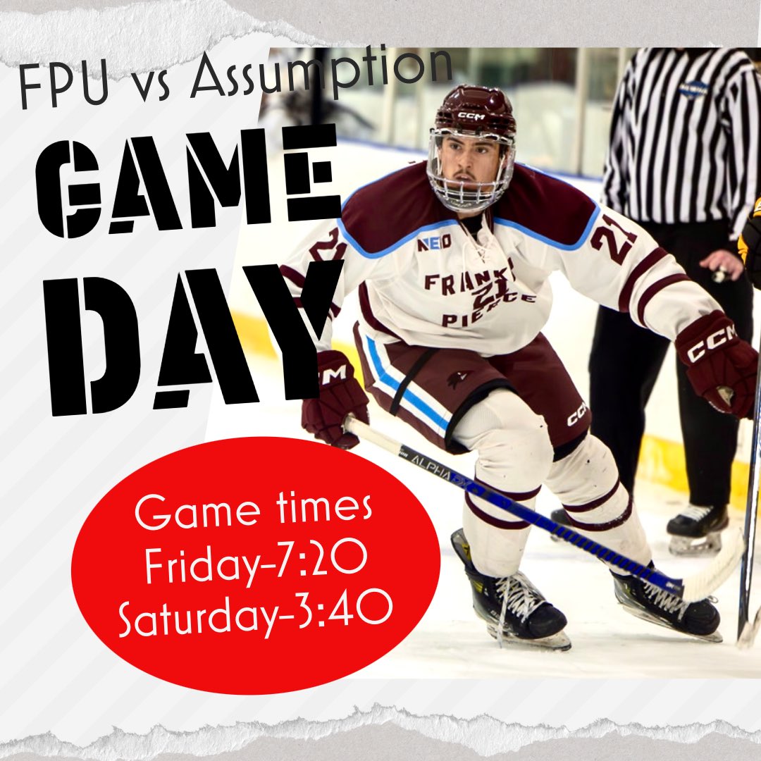🚨 GAMEDAY 🚨

Today: 
🆚: <a href="/assumptionmhky/">Assumption University Men's Ice Hockey</a> 
⏰: 7:20
🏢: Fidelity Bank Worsceter Ice arena 

Saturday:
🆚: <a href="/assumptionmhky/">Assumption University Men's Ice Hockey</a> 
⏰: 3:40
🏢: Fidelity Bank Worsceter Ice arena 

#RavenNation #RollBirds