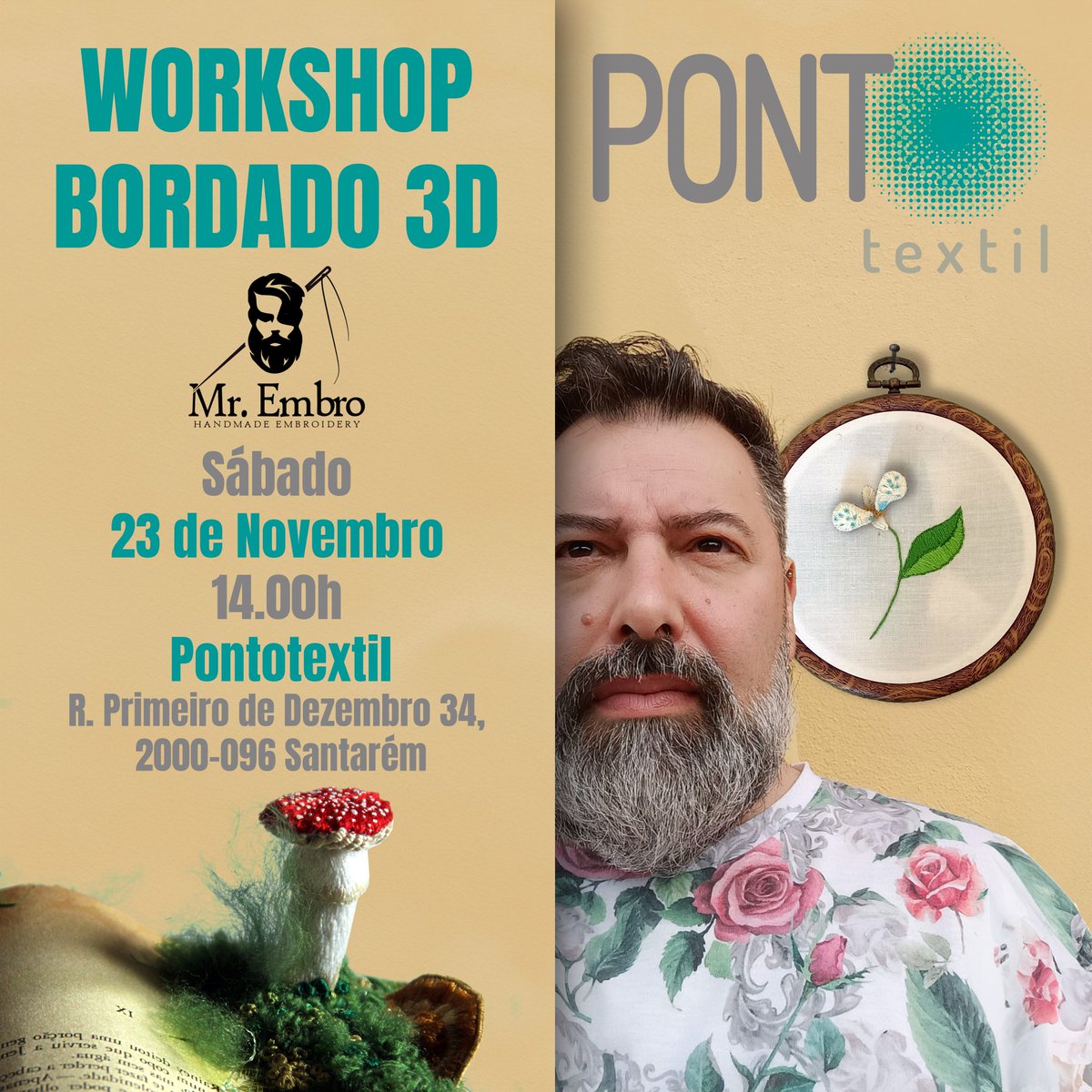 embro_mr's tweet photo. 📢 No próximo dia 23 vou realizar um Workshop de Bordado Stumpwork.
📍 Onde? Na ponto_textil, Rua Primeiro de Dezembro, 36-38, 2000-096 Santarém, Portugal 
⏰ 14h
Reserva já o teu lugar em: https://t.co/vegKkR8r7i https://t.co/IkUmF6wxxd