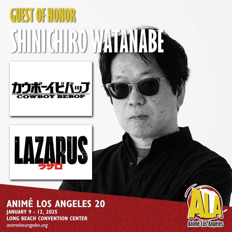 AnimeLosAngeles's tweet photo. ⚜An Icon of the industry joins us!⚜

We are honored to welcome Shinichiro Watanabe to #AnimeLA20! Famously known for his work on Cowboy Bebop, he's directed many anime over the years!

Read more about Watanabe-San here: https://t.co/KrbEfmwy4j
Register for ALA today! 📜 https://t.co/UVqm7g2sRS