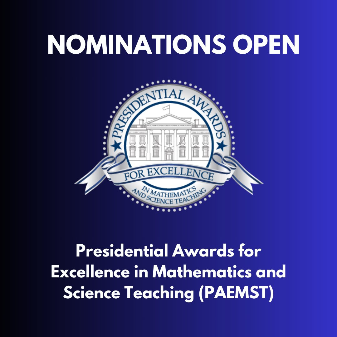 Is there an inspiring math or science teacher in your life? Now’s the time to nominate them for the Presidential Awards for Excellence in Mathematics and Science Teaching (PAEMST)! Nominate today and help recognize excellence in the classroom! mainedoenews.net/2024/10/25/nom…