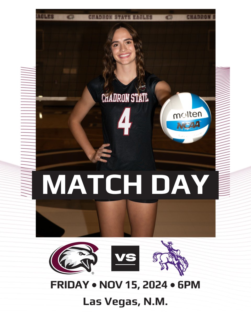 Eagle fans, it’s match day!
 
 TONIGHT (11/15)
 6 p.m.
 vs. New Mexico Highlands
 📺: Watch: rmacnetwork.com/chadronstate/
 
 📊: Live Stats: nmhuathletics.com/sidearmstats/w…