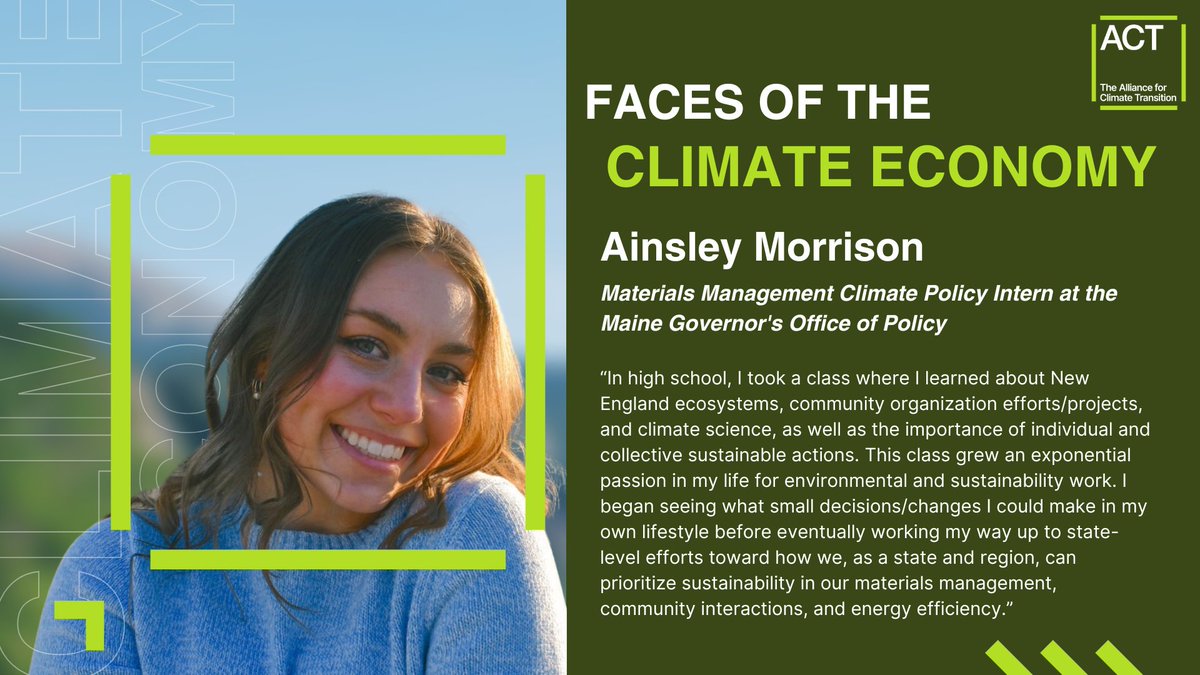 🌍 Faces of the Climate Economy: Ainsley Morrison is Driving Powerful Change 💫

🌟 Learn more about other inspiring climate champions shaping the world here: joinact.org/our-work/clima…

#FacesOfTheClimateEconomy #ClimateAction #YouthLeadership #EnvironmentalJustice #ACT
