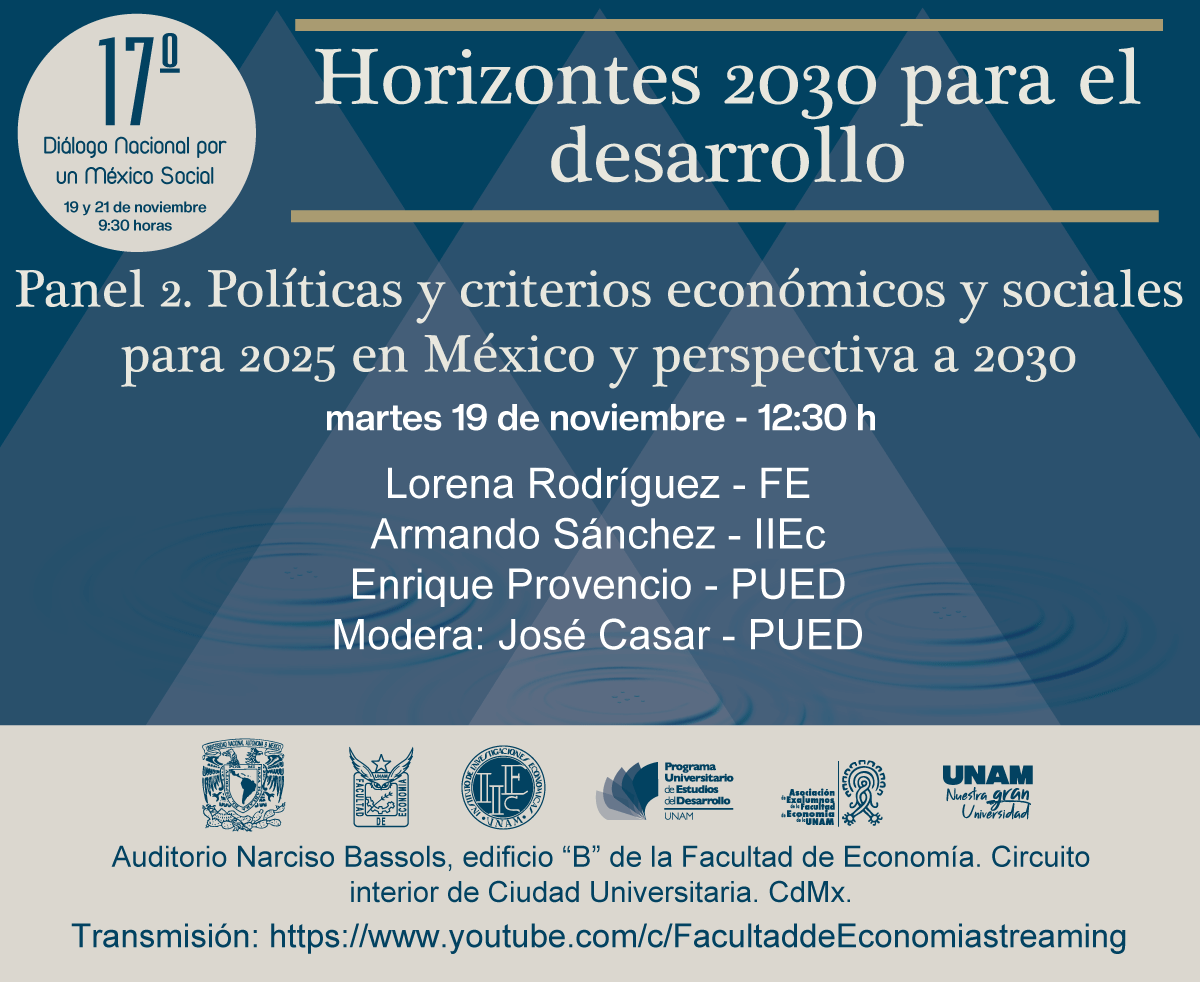 PUEDUNAM's tweet photo. Te invitamos al Panel 2. del #17DNMS
🗓️19 de noviembre
⏰12:30 h
📍Auditorio Narciso Bassols, Facultad de Economía
🖥️ https://t.co/u2FZnIer8P
https://t.co/z2T9jLfBWy
@FEconomiaUNAMof @Economicas_UNAM @suayedEconomia @enprodu @jscsr @pueeunam @PUEC_UNAM @InformePUED @MuseoMIDE https://t.co/RwiY8XUBiz