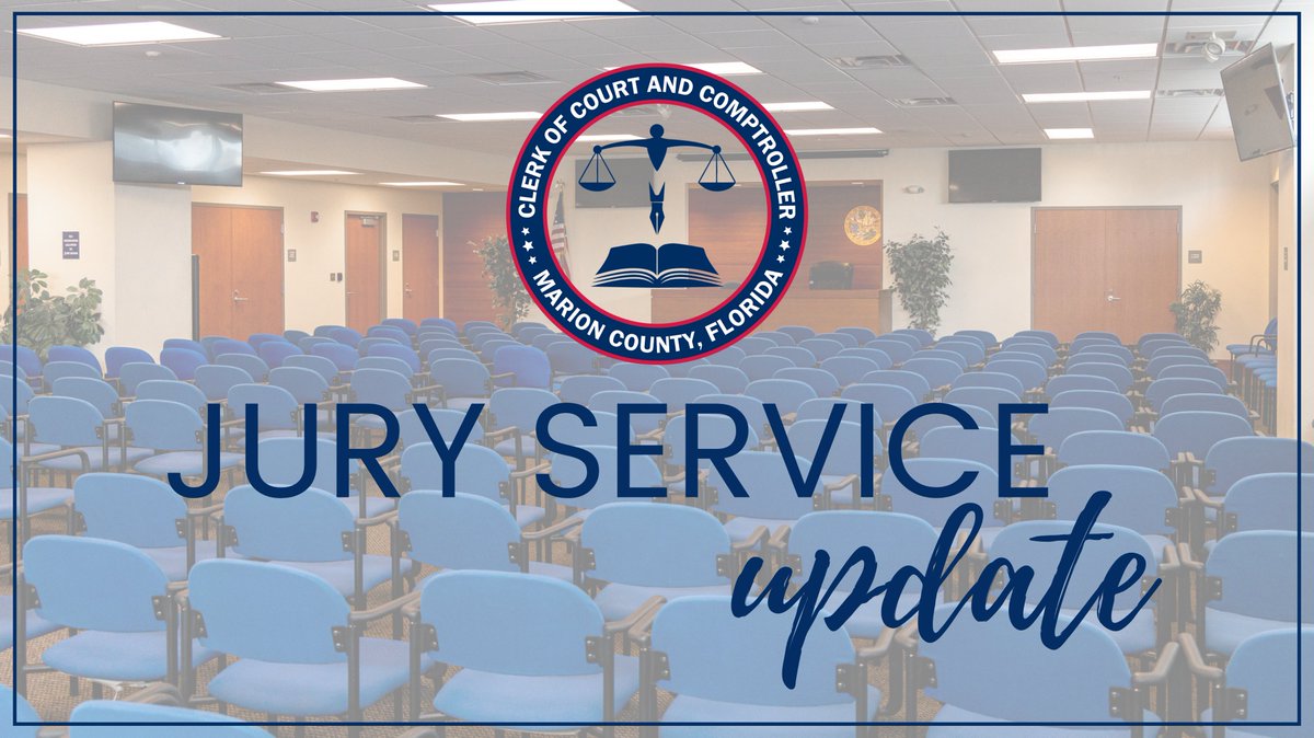 marionflclerk's tweet photo. Jurors summoned for Monday, November 18 should report as scheduled. Please bring your jury summons, driver's license or state-issued identification card, and report to the Jury Room on the first floor of the Marion County Judicial Center by 7:30 a.m. #FLClerks https://t.co/auDwwzyoab