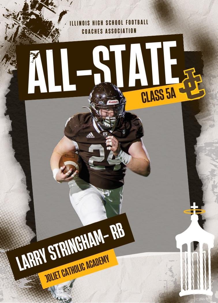 Congratulations to senior Larry Stringham (RB) on being named to the 2024 Illinois High School Football Coaches Association (IHSFCA) Class 5A All-State Team!