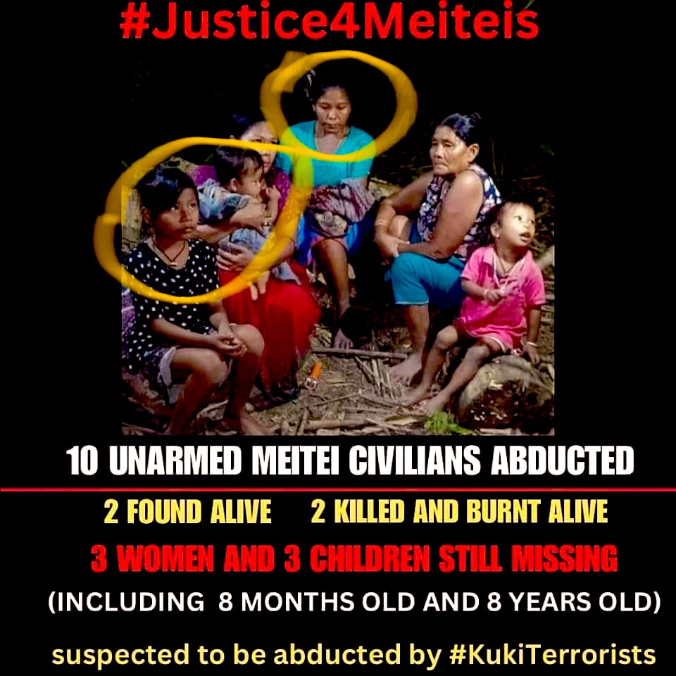 #BreakingNews Beyond Torture: Following the premeditated kidnapping of 6 internally displaced people, including 3 women and 3 children, sadistic #KukiTerrorists have allegedly brutally tortured and murdered 2 babies and 1 woman. Locals found the bodies dumped in Barak river in