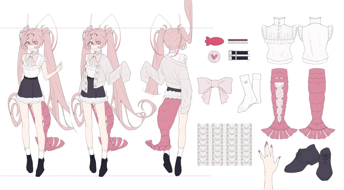 PrawnStarItsi's tweet image. 【REF SHEET】
Hello!!! My name is Itsi, and I'm SHRIMP!! 🦐🎀
As promised, here are my ref sheets!
My first design was done by #alistair_trinh , then touched up by my model mama #kamamesigogo123 !!
I can't even begin to express how happy I am that I got my dream artist in this…