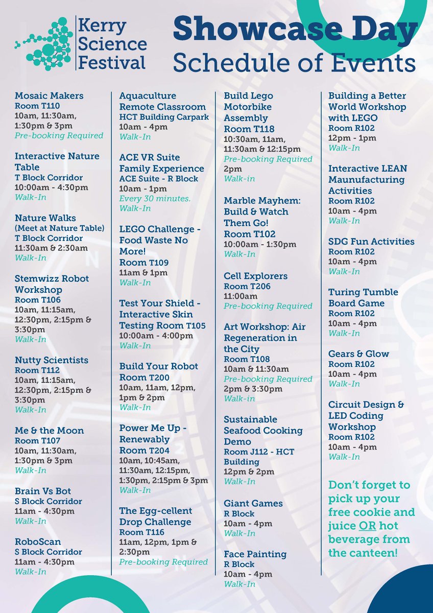Kerry Science Festival (@kerrysciencef) on Twitter photo Check out the full list of activities happening at our Showcase Day tomorrow, 16th November! With interactive demos, hands-on workshops & fun games there's something for everyone 🔬🤖 Join us from 10am at MTU Kerry Campus. For more info visit kerryscience.ie <a href="/ScienceWeek/">Science Week Ireland</a> Check out the full list of activities happening at our Showcase Day tomorrow, 16th November! With interactive demos, hands-on workshops & fun games there's something for everyone 🔬🤖 Join us from 10am at MTU Kerry Campus. For more info visit kerryscience.ie <a href="/ScienceWeek/">Science Week Ireland</a>