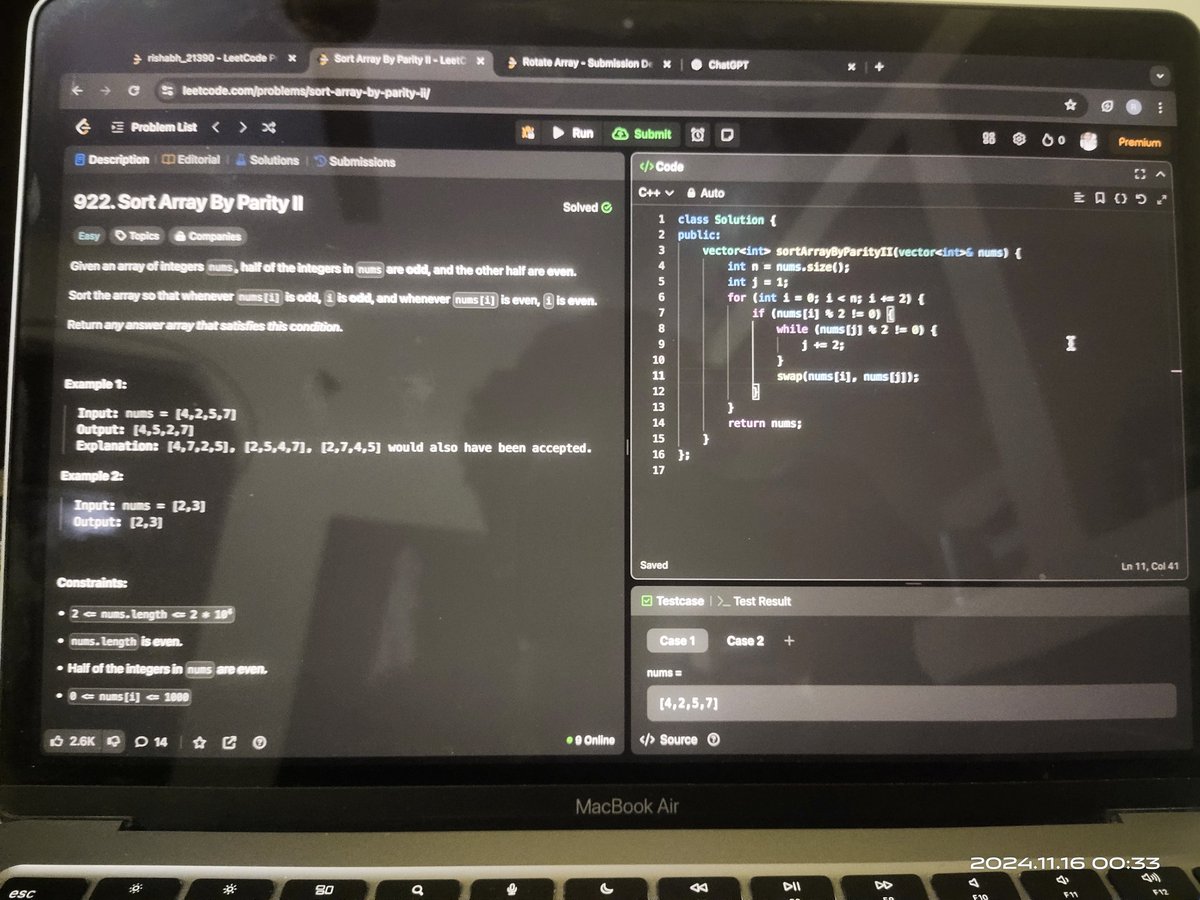 RishabhPal34339's tweet image. Day 17 of my #100daycode challenge
👉Not learning new topics, only brushing up on previous ones and practicing on LeetCode because of college exams😮💨
#leetcode
#DSA
#WebDevelopment
#javascript