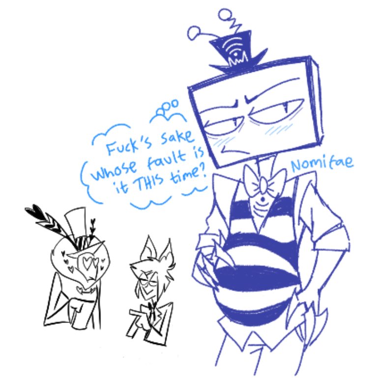 Nomifae_'s tweet photo. Magma doodle for #BottomVoxWeek !
Can’t believe it took me this long to draw a pregananant Vox HAHSHF
Thank you Valc0 for adding the Val and Alastor 😂
#StaticMoth #RadioStatic https://t.co/CQ5vTXz4Li