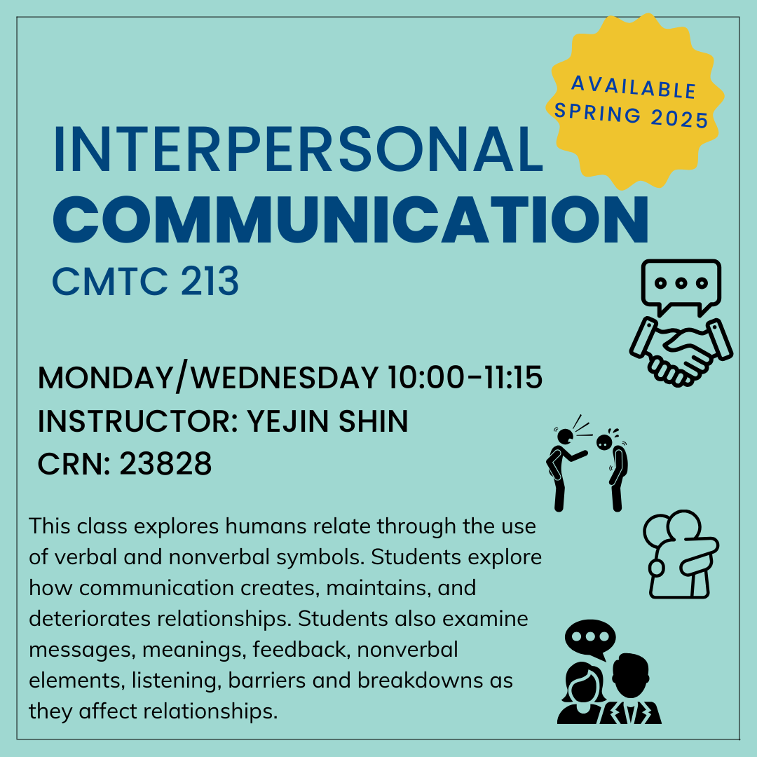 Check out our Spring 2025 Communication Classes 📚🎓. Contact your advisor 📞 for more info and to add them to your Spring Schedule! 🗓️