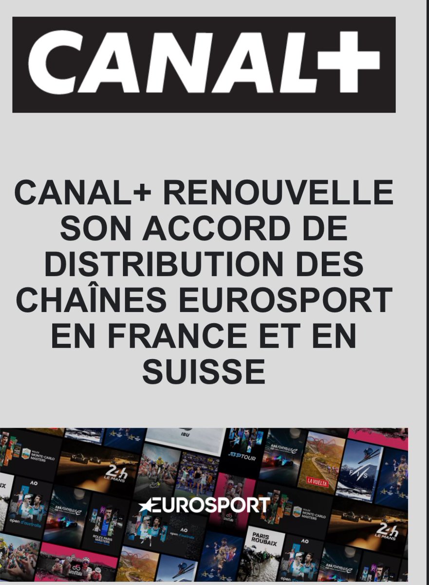 Tout est bien qui finit bien 🎉
Eurosport reste sur Canal+ , les fans de tennis 🎾 apprécieront. 
#Eurosport #CanalPlus