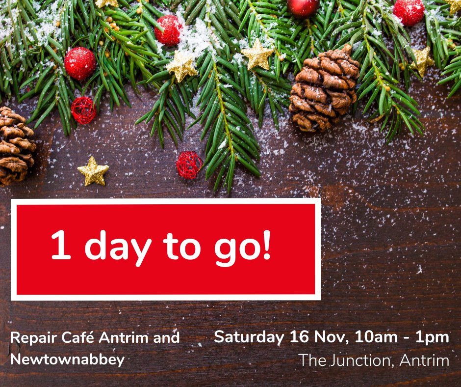 We're so excited to be at Junction Retail and Leisure Park, Antrim, tomorrow, 16 November.

We will be in the unit to the left of Sketchers.  😁

Most of our repair spaces are already booked but we sometimes get a few last minute cancellations, so do keep checking, just in case.