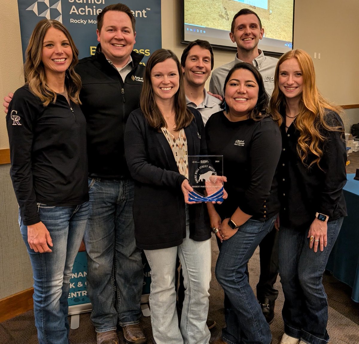 Congrats to <a href="/bankofcolorado/">Bank of Colorado</a> in Eaton and the Wall Street Wranglers team for winning Highest Portfolio Growth at the 2024 Northern Colorado <a href="/JARockyMountain/">Junior Achievement-Rocky Mountain</a> Stock Market Challenge!