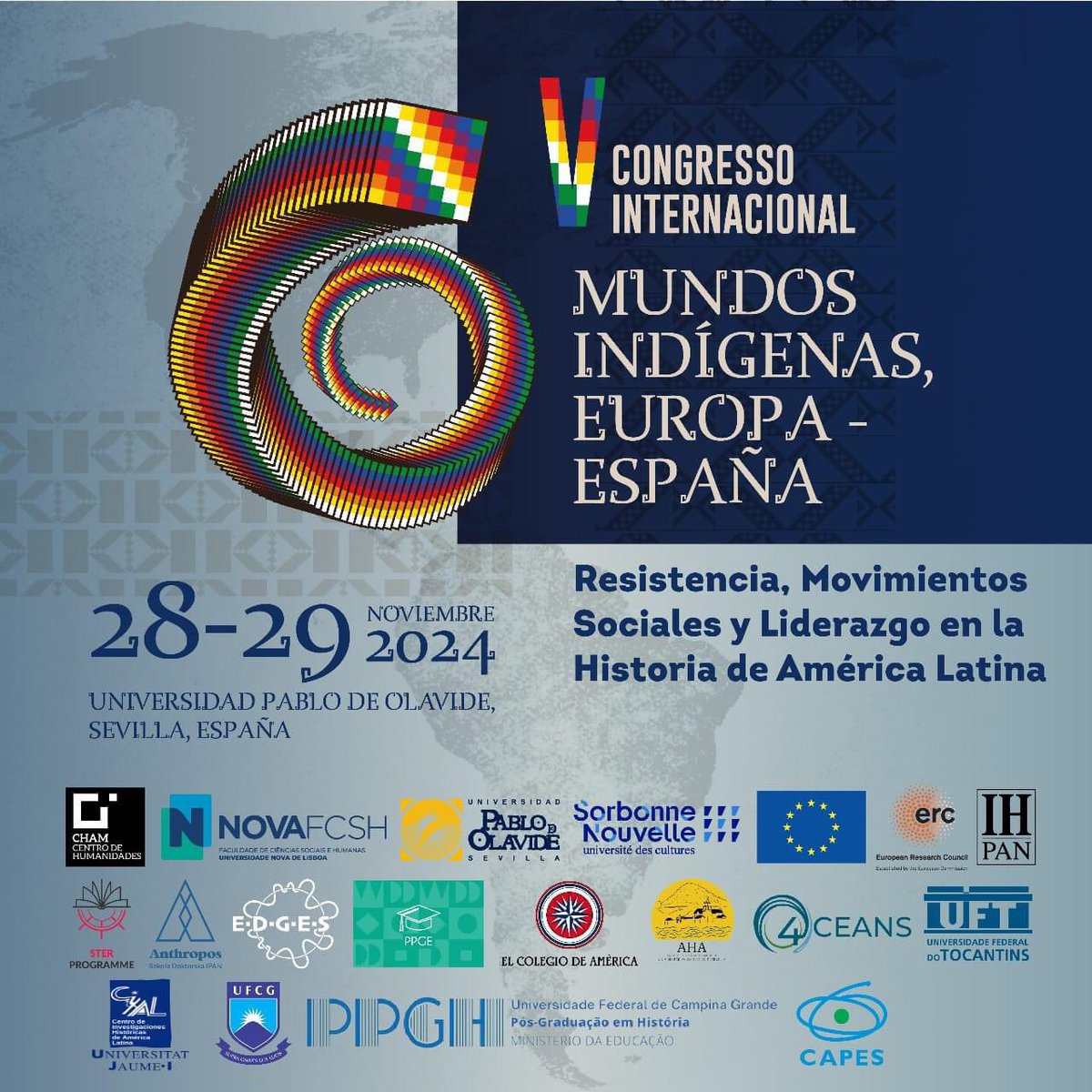 ✨EVENTOS: Invitad@s al V Congreso Internacional Mundos Indígenas - V COIMI #España. 
🗓️ 28 y 29 -NOV.-2024 📍 <a href="/pablodeolavide/">Pablo de Olavide</a> #Sevilla
ℹ️  Programación del #vcoimi ↘️
upo.es/area-historia-…
💫 @EDGESPROJECT #europa