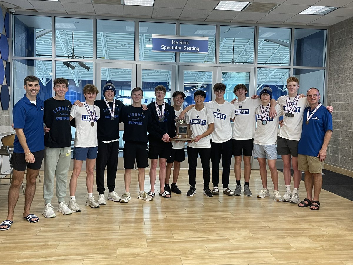 LHSswimanddive's tweet photo. The boys take home 4th at state!  This is the teams second ever state trophy after taking 2nd in 2018! https://t.co/8xoHMOPf9c