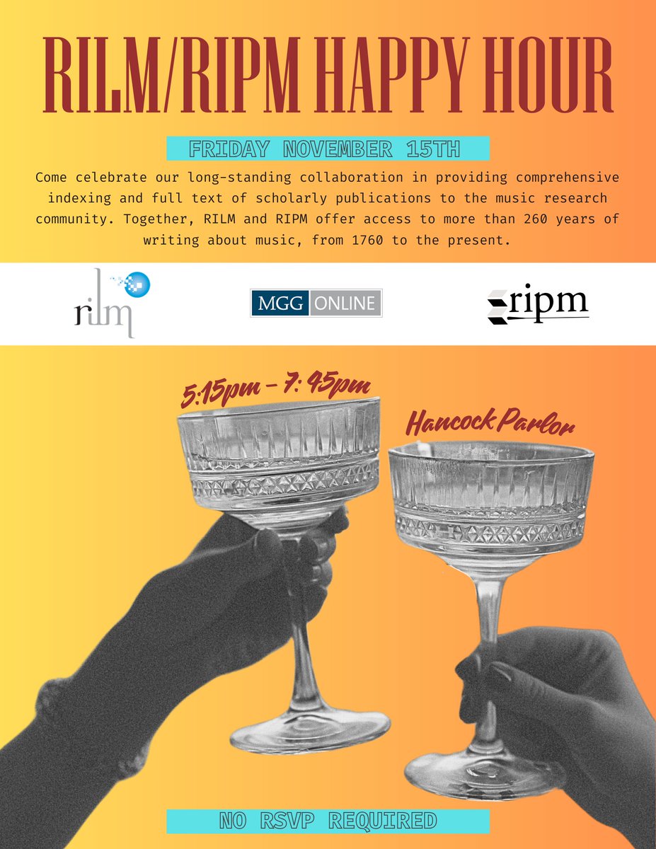 Come one, come all, AMS attendees, to the RILM/RIPM Happy Hour! #ams2024 #celebrationtime