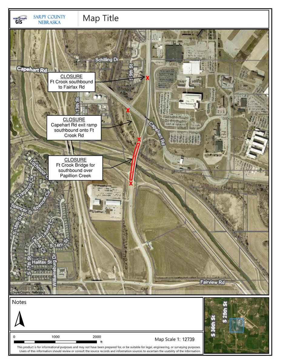 The City of Bellevue has been advised today to close the southbound lanes of the bridge south of Capehart Road on Ft Crook Road to address needed maintenance issues.
Southbound traffic on Fort Crook Rd will be diverted at Capehart

bellevue.net/information/ne…