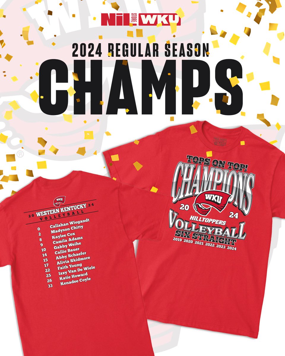 Western Kentucky NIL Store (@wkunilstore) on Twitter photo CELEBRATE <a href="/WKUVolleyball/">WKU Volleyball</a> WINNING A REGULAR SEASON CHAMPIONSHIP NOW‼️‼️
Go shop to rep the champs🔴👀🔴
🛒: wku.nil.store/collections/wo…
#GoTops CELEBRATE <a href="/WKUVolleyball/">WKU Volleyball</a> WINNING A REGULAR SEASON CHAMPIONSHIP NOW‼️‼️
Go shop to rep the champs🔴👀🔴
🛒: wku.nil.store/collections/wo…
#GoTops