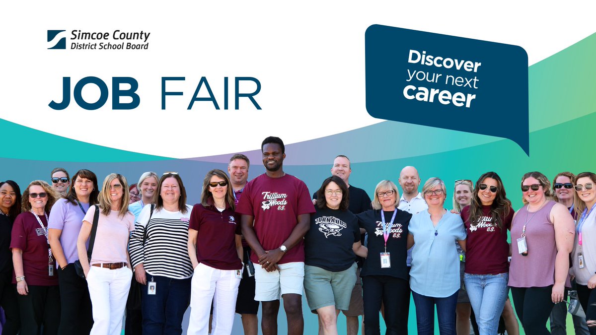 The SCDSB is hosting job fairs throughout Simcoe County from Nov. 25-29. Discover your next career! 

Find a job fair near you: scdsb.on.ca/joinourteam/up…

#Hiring #JoinOurTeam #Career #ThePlaceToBe #SCDSB #recruitment #HiringNow