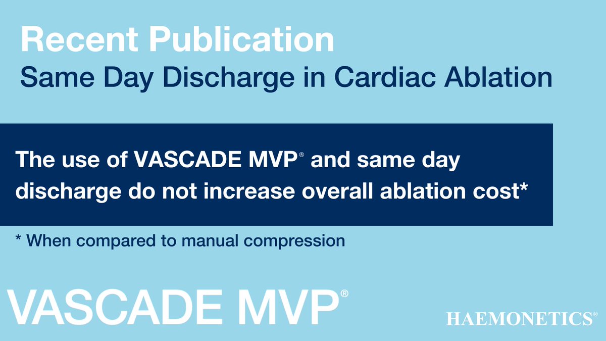 HaemoneticsIT's tweet photo. The University of Utah compared costs of #samedaydischarge using #VASCADEMVP to overnight stay patients who received manual compression and found it to be cost neutral! Read about it here: https://t.co/WrIBbTHUf0 https://t.co/xXniGOtyIo