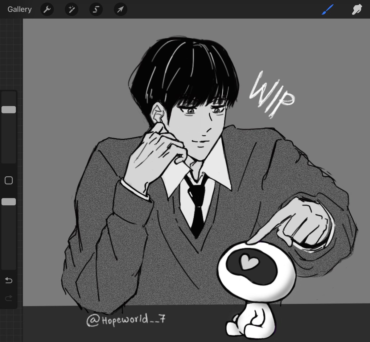Hopeworld__7's tweet photo. #WIP - heart on the window 🪟✨

(Made it manga style on a whim since Jin is the ultimate shoujo manga protag)

#Jin_happy #JIN @BTS_twt https://t.co/7jfJrgx33q