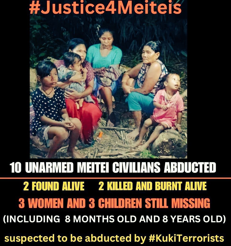 Tongjei_Maril's tweet photo. 🚨 Connecting the dots ! 
If the news of death of minors abducted by #KukiMilitants came just a day after #AFSPA was reimposed, then pandora's box has opened ! 
Is it to quell the ensuing outbursts of #Meiteis in Imphal valley ?
Is it to conceal the failures of SFs?

#Manipur https://t.co/DKQ3jbqf71
