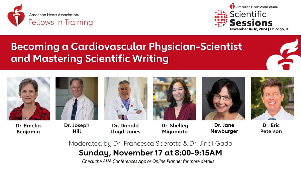 Sunil E. Saith, MD, MPH, FACP (@s7saith) on Twitter photo Aiming to improve your scientific writing or seeking to embark on a career as a CV Physician-scientist? Sunday morning in Room N137 at 8-9:15 AM, hear from <a href="/ericpetersonMD/">Eric D. Peterson</a> @Shelleymiamoto <a href="/dmljmd/">Don Lloyd-Jones</a> Dr. Joseph Hill, Dr. Jane Newburger and <a href="/EmeliaBenjamin/">Emelia J. Benjamin</a>, moderated by <a href="/FraSperotto/">Francesca Sperotto, MD PhD</a> Aiming to improve your scientific writing or seeking to embark on a career as a CV Physician-scientist? Sunday morning in Room N137 at 8-9:15 AM, hear from <a href="/ericpetersonMD/">Eric D. Peterson</a> @Shelleymiamoto <a href="/dmljmd/">Don Lloyd-Jones</a> Dr. Joseph Hill, Dr. Jane Newburger and <a href="/EmeliaBenjamin/">Emelia J. Benjamin</a>, moderated by <a href="/FraSperotto/">Francesca Sperotto, MD PhD</a>