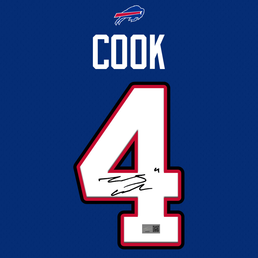 If James Cook scores a touchdown and the Bills beat the Chiefs today, we'll give a James Cook autographed jersey to someone who reposts this post and follows us!