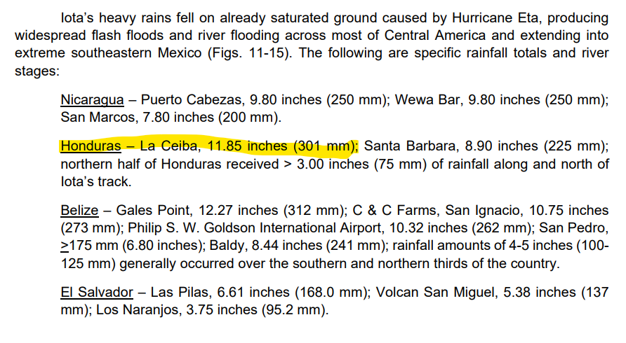 jeffgernst's tweet photo. Comparación de la precipitación total en La Ceiba, Honduras:

Huracán Eta: 803.3 mm
Huracán Iota: 301 mm
Tormenta Sara: 556 mm (acumulado hasta hoy a las 6 am tiempo local)

Sara ya ha superado por mucho a Iota y viene más. https://t.co/I2nEZ0UAfK