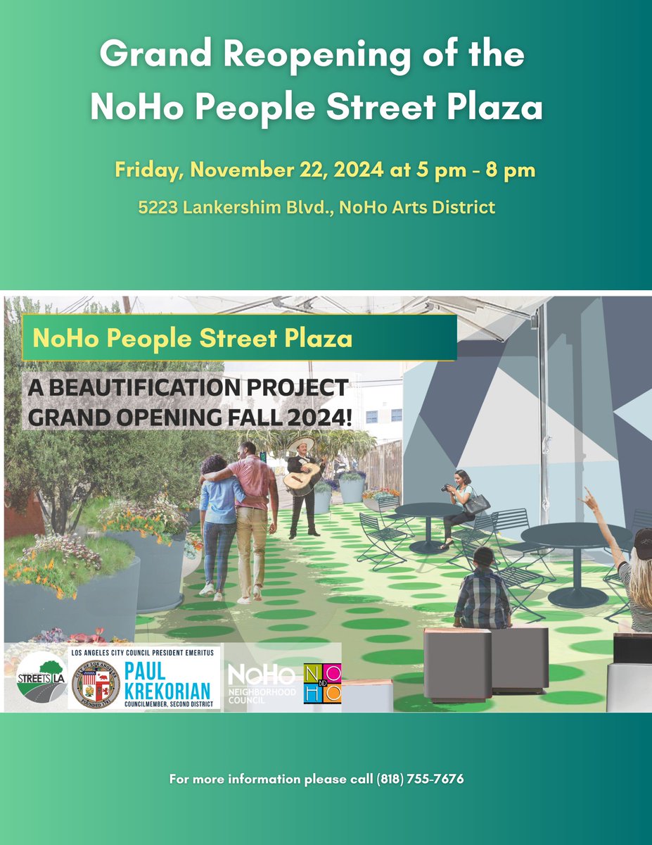 Celebrate the grand reopening of North Hollywood People Street Plaza with us! Over the past few months, <a href="/BSSLosAngeles/">StreetsLA</a> and I have been working closely on this exciting renovation project. Once an alley, the area has been transformed into a vibrant community hub and destination...