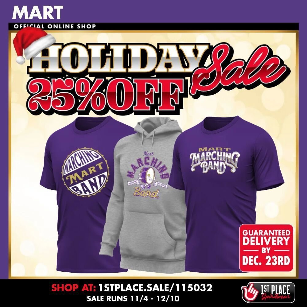 Updated Band Booster Club Fundraiser Link Below!  Support our amazing band!
Open Ended Shop (No Deadline)
1stplacespiritwear.com/schools/TX/Mar…