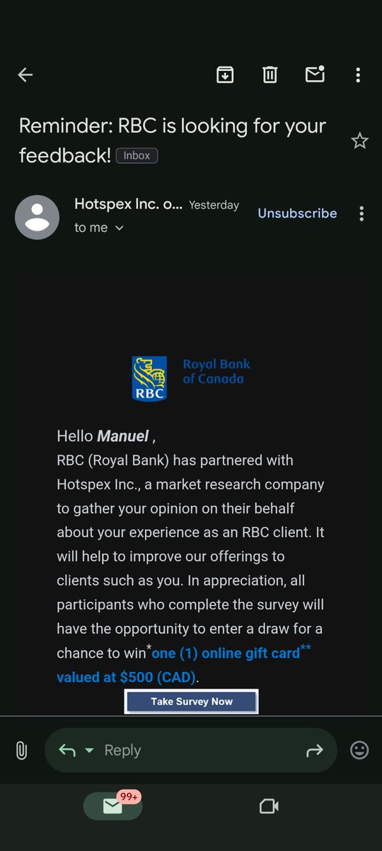 manny_solisp's tweet photo. Hi @RBC - wondering if this is legit or not. Thanks! https://t.co/rGkJX7Id4m