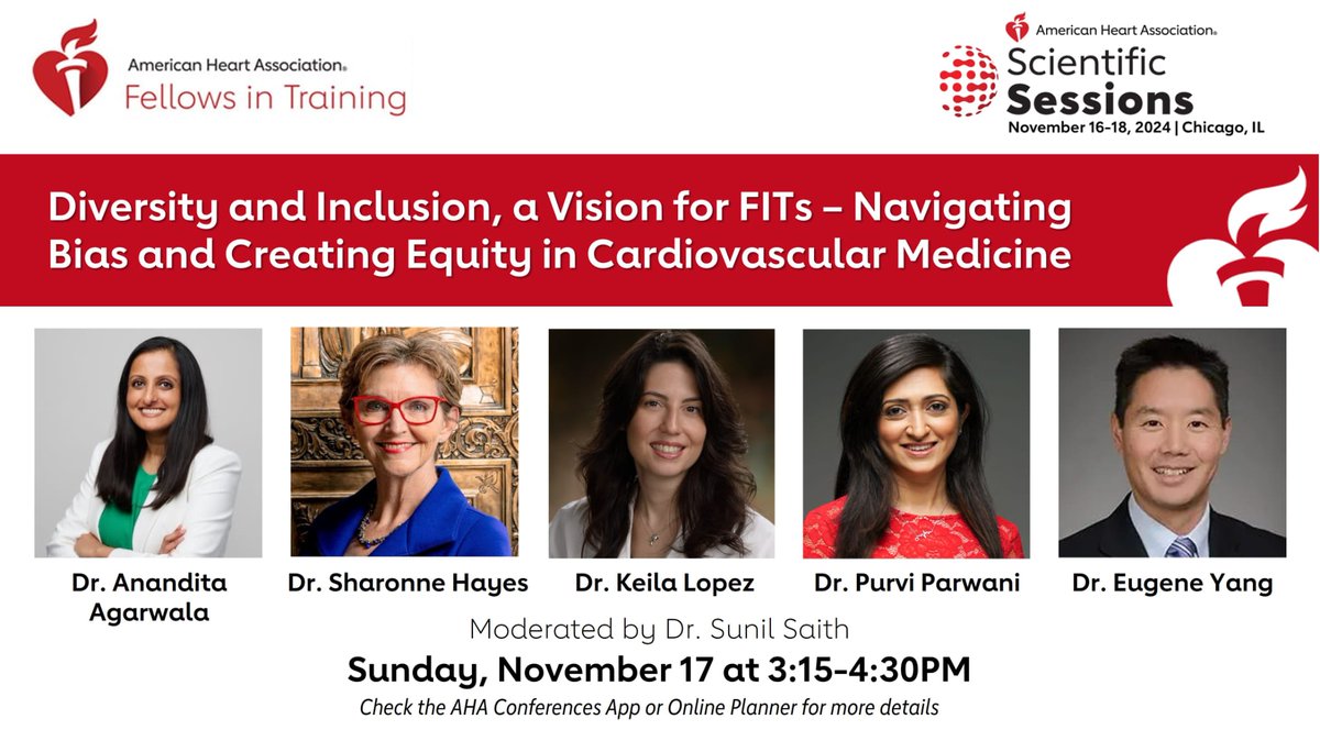 Sunil E. Saith, MD, MPH, FACP (@s7saith) on Twitter photo How can we, as #FIT improve and promote equity in Cardiology and cardiovascular disease? Join me Sunday at 3:15 in the Membership Lounge with an outstanding discussion w/Dr. Eugene Yang, <a href="/purviparwani/">Dr. Purvi Parwani</a> <a href="/DrKeilaLopez/">Keila Lopez MD, MPH š«</a> <a href="/SharonneHayes/">Sharonne Hayes MD</a> <a href="/AAgarwalaMD/">Anandita Agarwala Kulkarni, MD FACC</a> How can we, as #FIT improve and promote equity in Cardiology and cardiovascular disease? Join me Sunday at 3:15 in the Membership Lounge with an outstanding discussion w/Dr. Eugene Yang, <a href="/purviparwani/">Dr. Purvi Parwani</a> <a href="/DrKeilaLopez/">Keila Lopez MD, MPH š«</a> <a href="/SharonneHayes/">Sharonne Hayes MD</a> <a href="/AAgarwalaMD/">Anandita Agarwala Kulkarni, MD FACC</a>