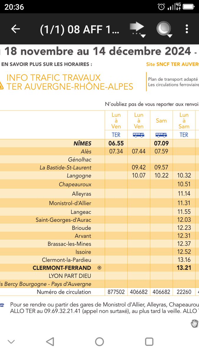 REPRISE DES CIRCULATIONS TRAINS LE 18 NOVEMBRE LIGNE DES CÉVENNES ENTRE CLERMONT ET LANGOGNE

Toujours des bus entre ALES et LANGOGNE.

Confirmation partielle de ce  que nous annoncions.

usagers-transports.haut-allier.eu/?la-reouvertur…