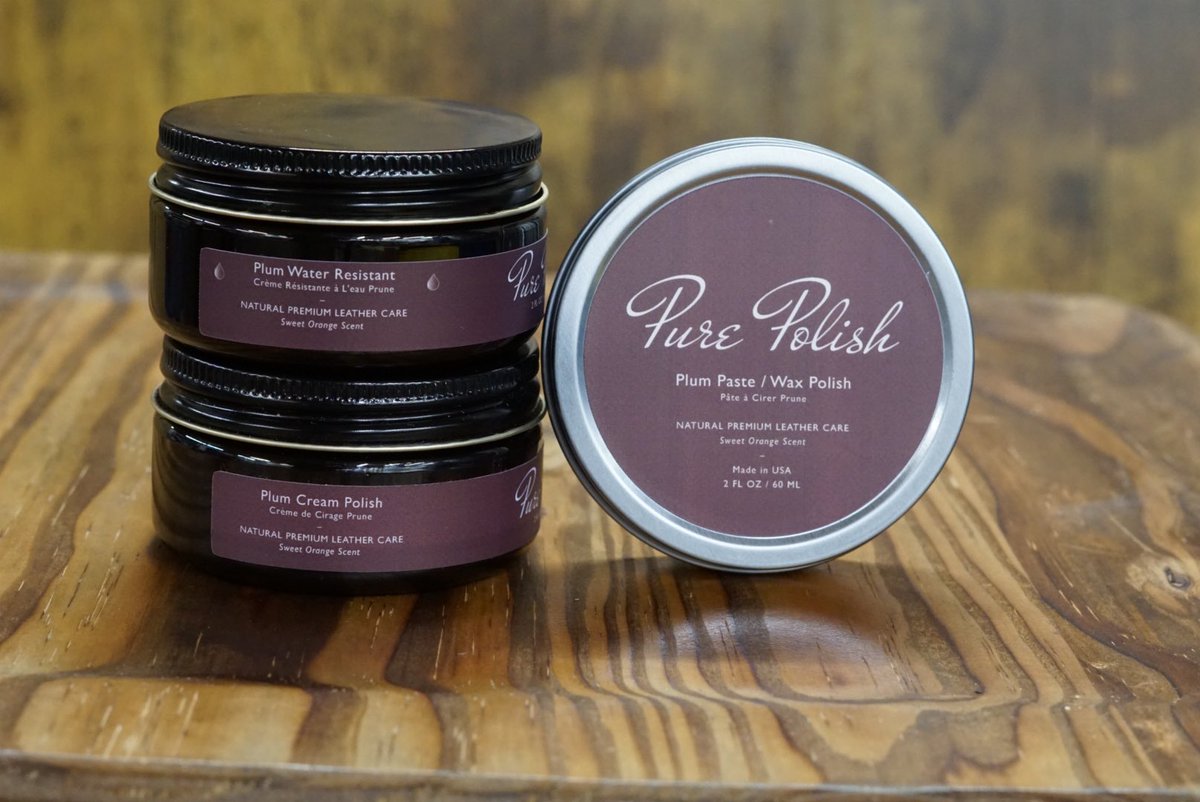 Official launch of our new #shoepolish color “plum” today! It’s a rich purple, with lovely depth for all deep wine colored leathers or Color 8 #ShellCordovan - Get your set now! purepolishproducts.com/collections/pl…