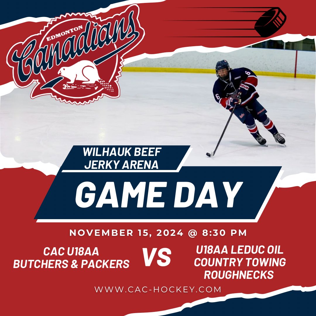 🚨 GAME DAY! 🏒

Join us tonight as we take on the Leduc Roughnecks on their home ice. Bring some noise for our boys! 🙌📣🎉

⏰ 8:30 pm
🆚 Leduc Oil Country Towing Roughnecks
📍 Wilhauk Beef Jerky Arena

#cacproud #gameday #letsgo!