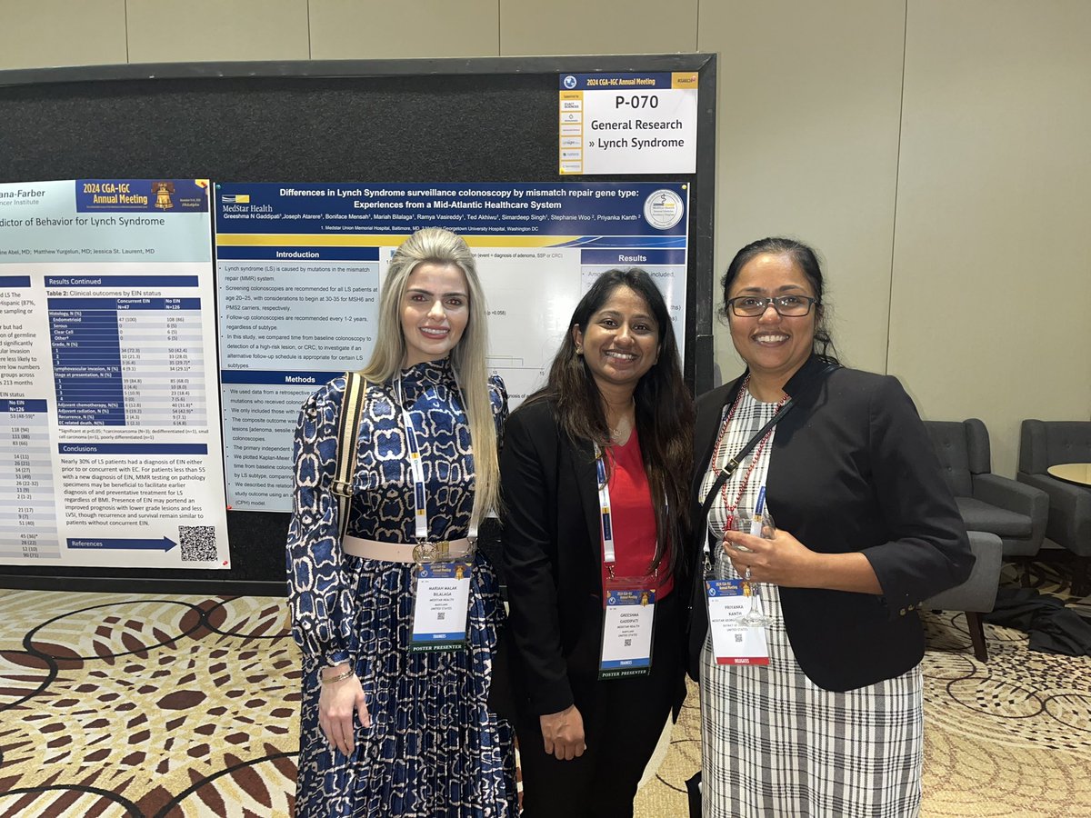 Great to see our teams hard work presented <a href="/CGAIGC/">CGA-IGC</a>  #CGAIGC24 meeting. #LynchSyndrome <a href="/MedStarHealth/">MedStar Health</a>