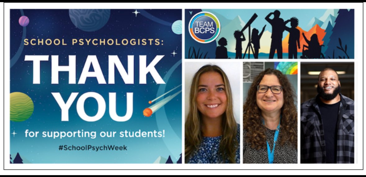 Shouting out all our <a href="/BaltCoPS/">Baltimore County Public Schools</a> School Psychologists…and especially our very own Stefani Merlo who supports <a href="/OwingsMillsES/">Owings Mills ES</a> and <a href="/ReisterstownES/">Reisterstown ES</a>! TY for all your support! <a href="/StefaniMerlo8/">Stefani Merlo</a> <a href="/cbrinkleybcps/">Candace Brinkley</a> <a href="/mrs_snodderly/">Mrs. Snodderly</a>