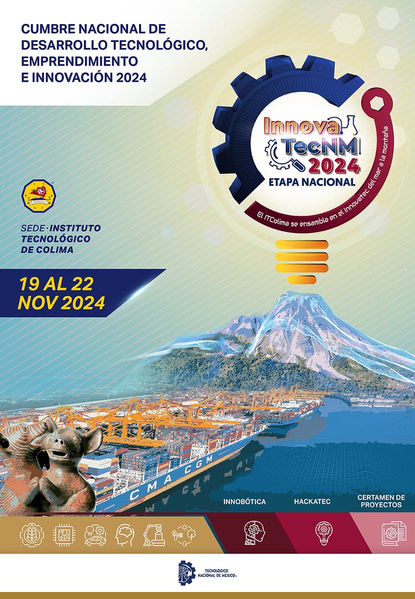 #ComunidadTecNM 
Se acerca la Etapa Nacional de la Cumbre Nacional de Desarrollo Tecnológico, Emprendimiento e Innovación 2024. 

Del 19 al 22 de noviembre, el TecNM <a href="/ColimaIt/">TecNM - Colima</a> será sede del #InnovaTecNM2024, y reunirá a más de 150 Institutos Tecnológicos del país.