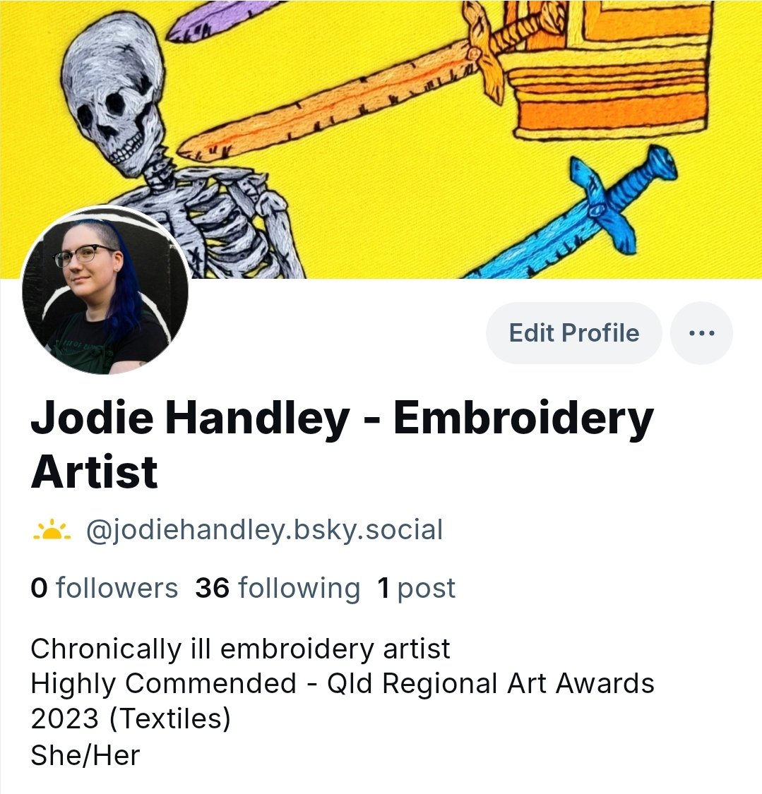 crying_cosplay's tweet photo. Time to start deleting all my art from here 🤷🏻‍♀️ You can find me at Cara and bsky for all your embroidery art from me! https://t.co/DUQeSnhoVn