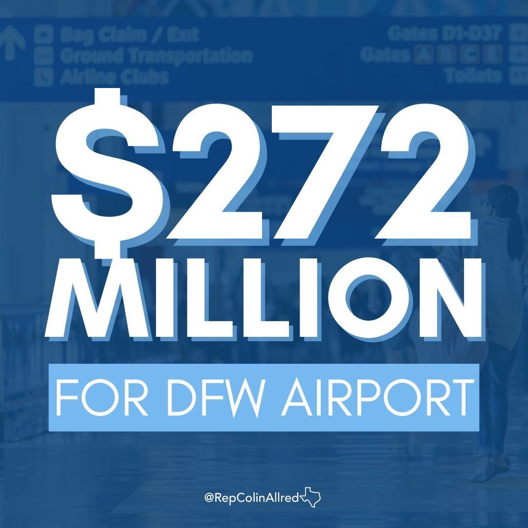 Rep. Colin Allred (@repcolinallred) on Twitter photo DFW Airport is one of the strongest job engines in our region. š«
I'm proud that the #BipartisanInfrastructureLaw, signed into law three years ago today, has delivered $272 million to upgrade <a href="/DFWAirport/">DFW Airport</a>ās infrastructure, create jobs, and ensure better traveler experiences. DFW Airport is one of the strongest job engines in our region. š«
I'm proud that the #BipartisanInfrastructureLaw, signed into law three years ago today, has delivered $272 million to upgrade <a href="/DFWAirport/">DFW Airport</a>ās infrastructure, create jobs, and ensure better traveler experiences.