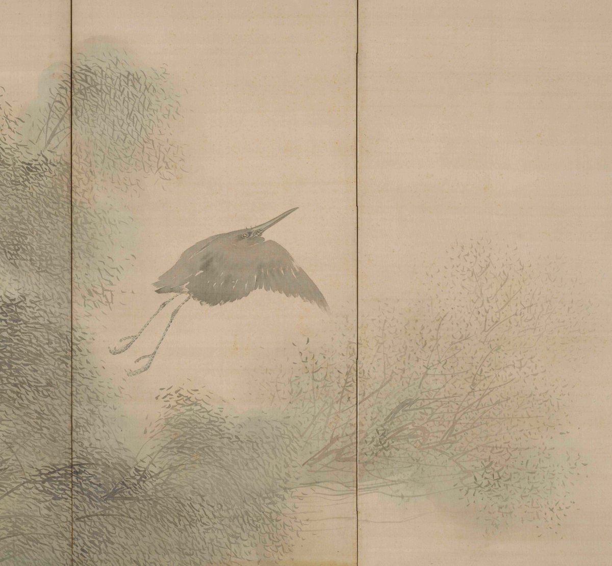 後期から展示している「#柳鷺群禽図屏風」（重要文化財、京都国立