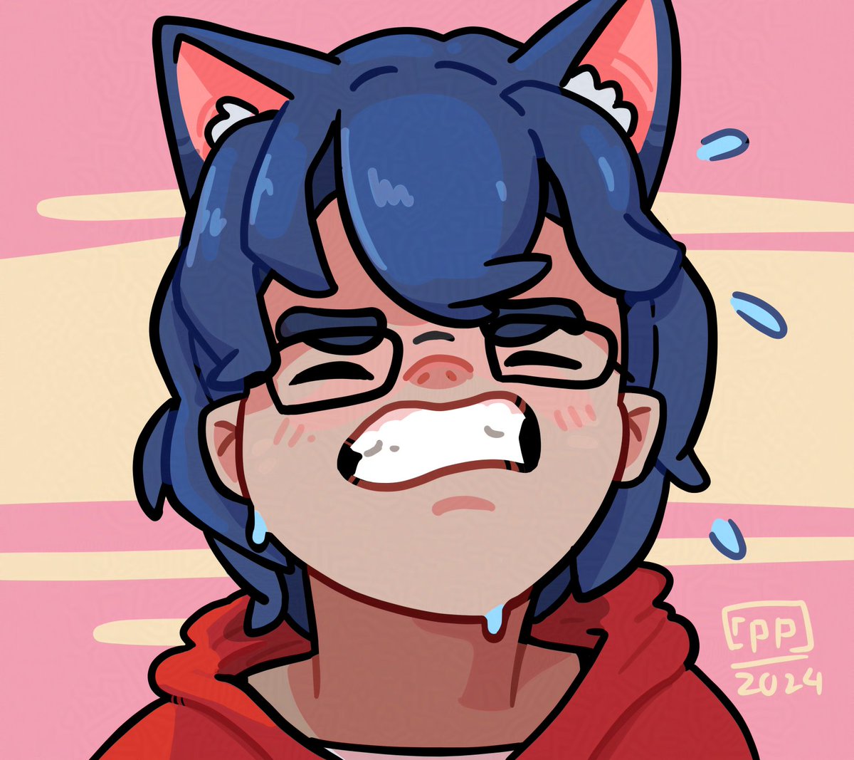 Face 5 - expression Übung &amp; Haarobjekte mit Volumen

Ich hab unsere liebe Katze <a href="/Cappuccinofleck/">Cappuccinofleck</a> in einer menschlichen Form gezeichnet.

Was wuchtet sie da wohl durch die Gegend?

#GERVtuber #digitalart